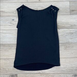 Elegant Black Sleeveless Top with Gold Accent Buttons